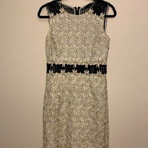 Used Aqua White & Black Floral Lace Dress Medium